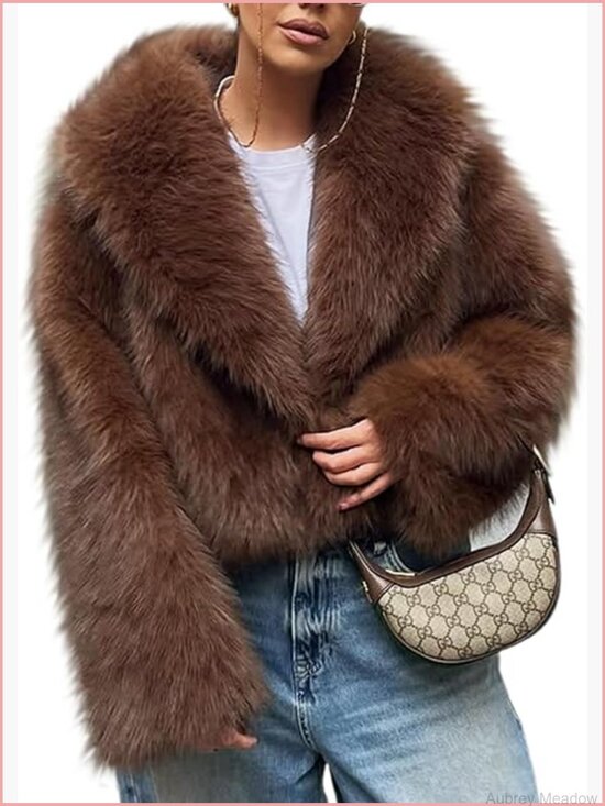 Jackets & Blazers - Fluffy Faux Fur Cropped Coat Long Sleeve Open Front Winter Jacket